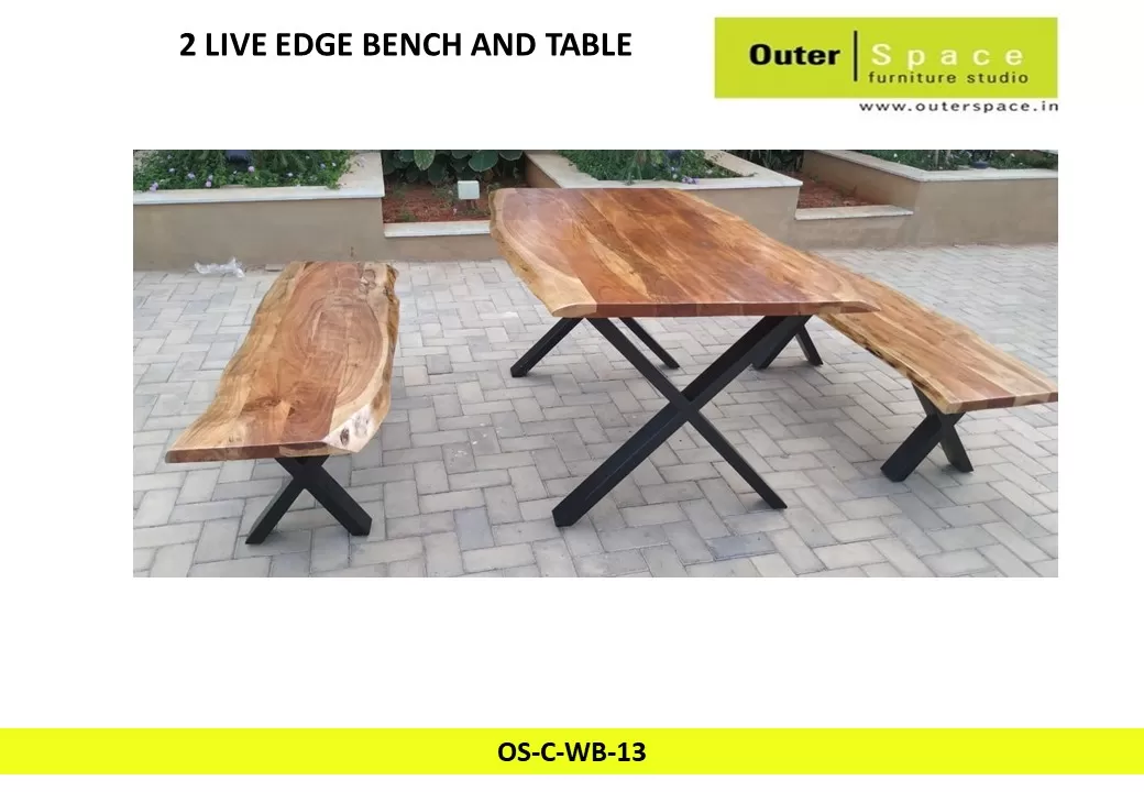 2 Live Edge Bench and 1 Table