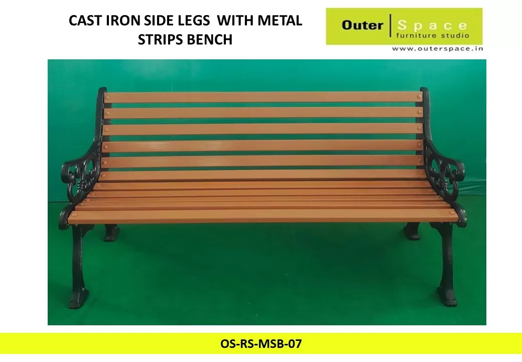 Cast Iron Side Legs with Metal Strips Bench