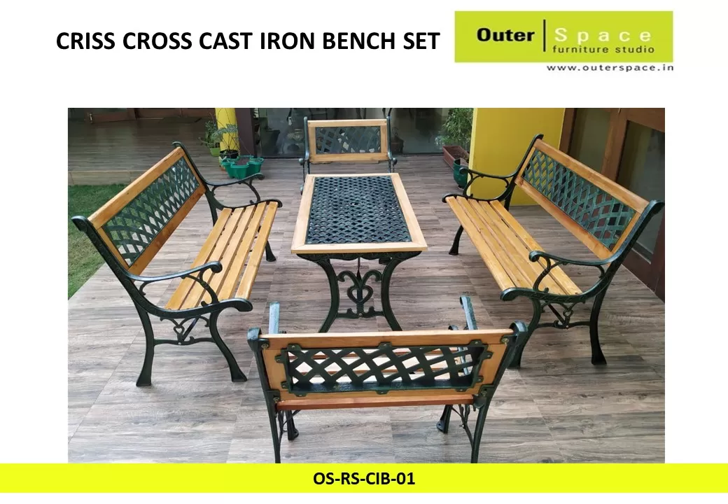 Ready Stock Criss Cross Cast Iron Bench Set